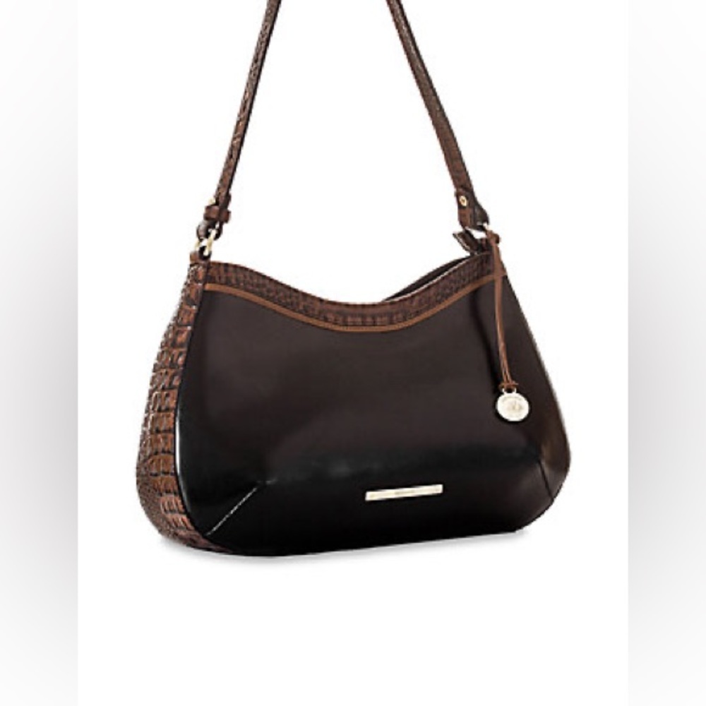 Brahmin Cayson Tri Textured leather shoulder bag black Tuscan - Picture 2 of 16